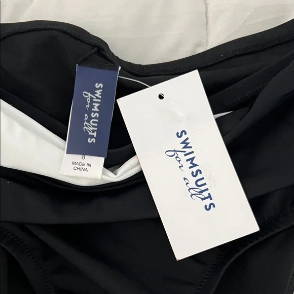 Swimsuits For All Black and White Women's Swim Bottom Size 8 - Picture 6 of 7